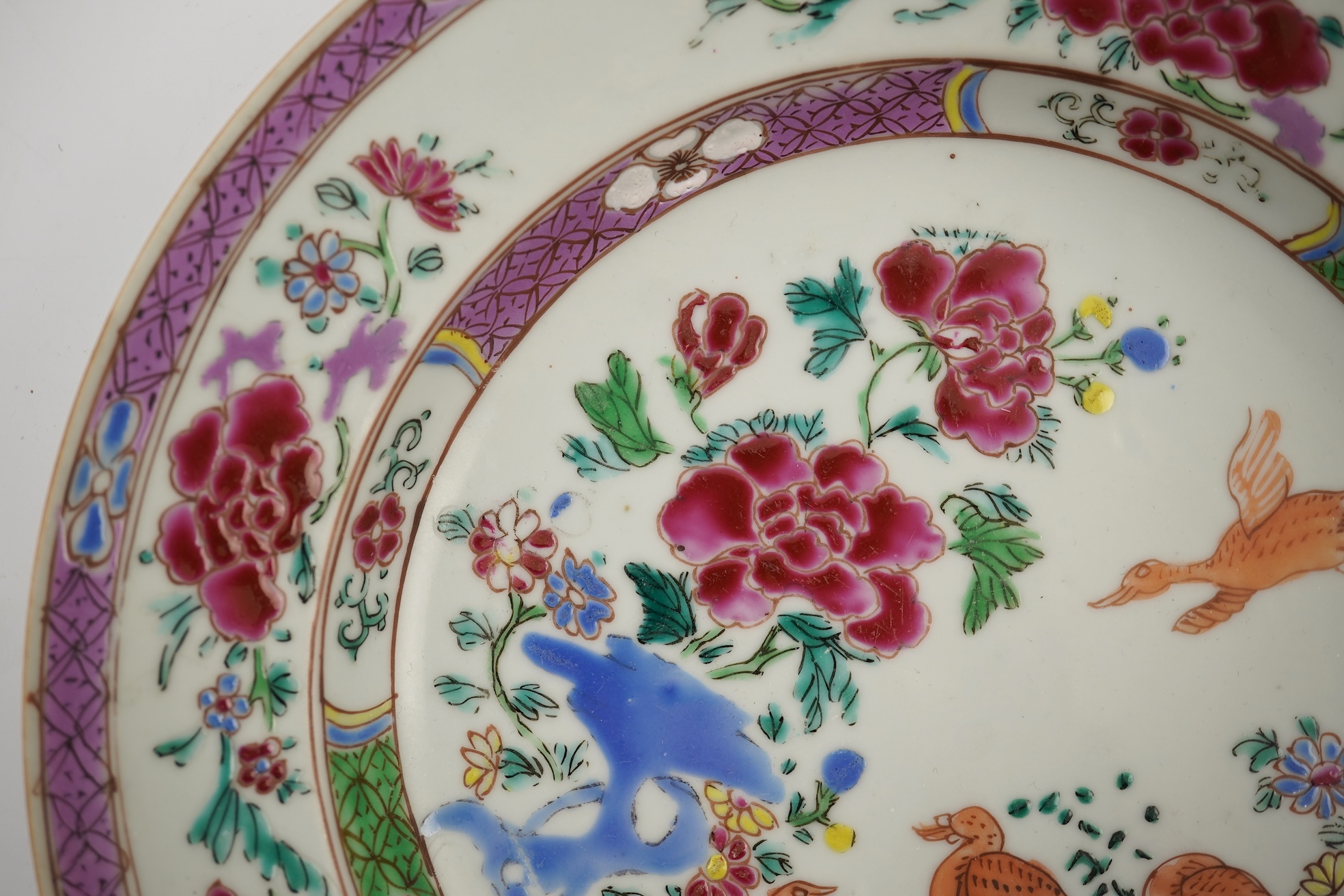 A Chinese famille rose ’ducks’ plate, Qianlong period